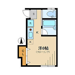 東京メトロ丸ノ内線 中野坂上駅 徒歩4分の賃貸アパート 2階ワンルームの間取り