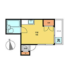 東京メトロ丸ノ内線 中野新橋駅 徒歩5分の賃貸マンション 1階ワンルームの間取り