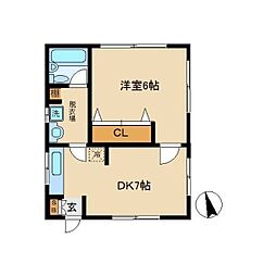 東急田園都市線 駒沢大学駅 徒歩5分の賃貸アパート 1階1DKの間取り