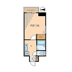 パレス中央 1Kの間取図画像