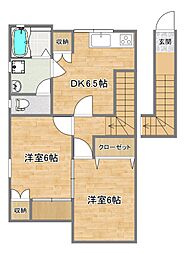 TK・エスアールB 2DKの間取図画像