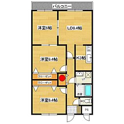 フェイマスKITAMI　1番館 6階3LDKの間取り
