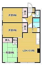 サンハイツS 2階3LDKの間取り