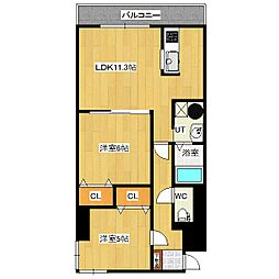 ソシオ山下通り 5階2LDKの間取り