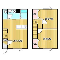 スーパーハイム北上 1階2LDKの間取り