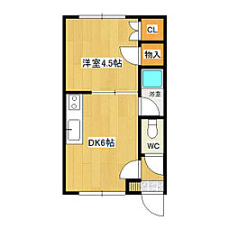コーポラス小池 1階1DKの間取り