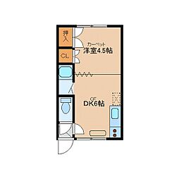 コーポ宝 2階1DKの間取り