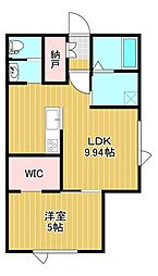 イルマーレW 1階1LDKの間取り