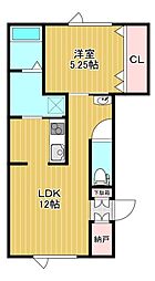 イルマーレW 2階1LDKの間取り