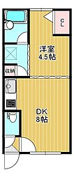 コーポ凌1 1DKの間取図画像