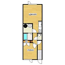 レジデンスベルビュー 2階1LDKの間取り