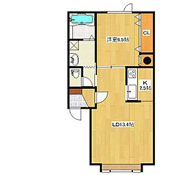 グランシャリオ 2階1LDKの間取り