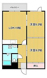 ロイヤルシャトー静 2階2LDKの間取り
