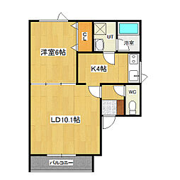 ヴィクトリー 1階1LDKの間取り