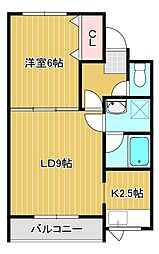 テクノハイツ 1階1LDKの間取り