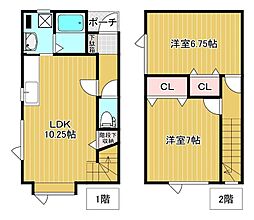 ファミール三輪　G棟 2LDKの間取り