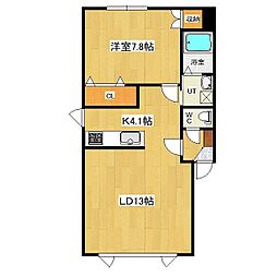 ベリアス・ミワ 2階1LDKの間取り