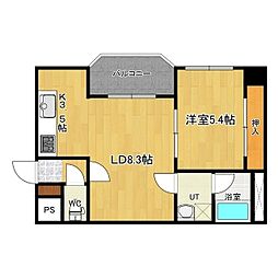 アーバンハイツ 1階1LDKの間取り