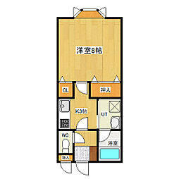 ハッピー97 2階1Kの間取り