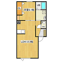 Artis　kouei east（アルティスコウエイイースト 1階1LDKの間取り