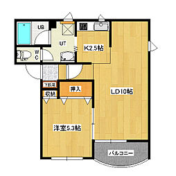 ベルポート 1階1LDKの間取り