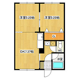 シルバーハイツ 1階2DKの間取り