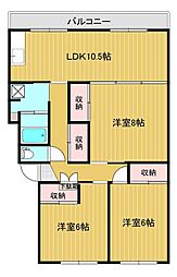 プレジデント北見 3LDKの間取図画像