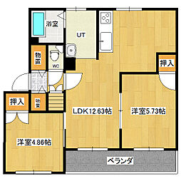 クラージュ春光3 2LDKの間取図画像