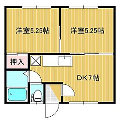 グローリヤハイム1 2DKの間取図画像