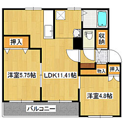 クラージュ春光2 2LDKの間取図画像