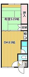 松尾マンション2号棟 1LDKの間取図画像