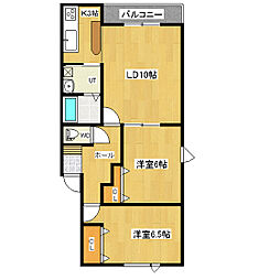 コーポふかさわ 2LDKの間取図画像