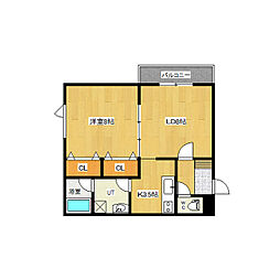 ラピュタルマン 1LDKの間取図画像