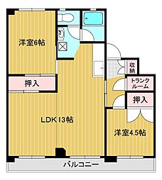 ビレッジハウス双葉2 2LDKの間取図画像