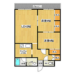 グリーンヴィレッジ 2LDKの間取図画像