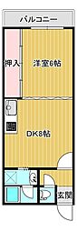黒田ビル 1DKの間取図画像