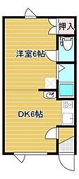 第2日研ハイツ 1DKの間取図画像