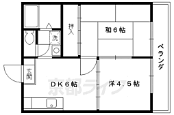 サンハイツ岩倉A 2DKの間取図画像