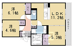 サウス・レジデンス菱川 3LDKの間取図画像