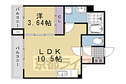 Clair京都桂川 1LDKの間取図画像