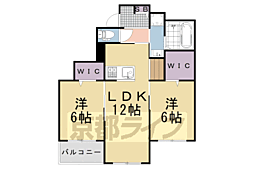 Bolero西山天王山 2LDKの間取図画像