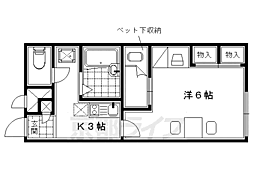 レオパレスプラヌス木津 1Kの間取図画像