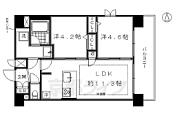 プレサンスTHEKYOTO華苑 2LDKの間取図画像