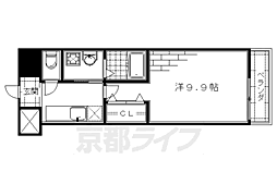 アスティオン深草 1Kの間取図画像