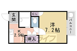 エクセレント日ノ岡 1Kの間取図画像