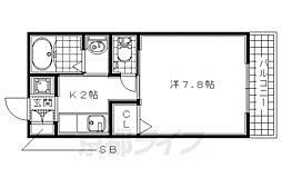 八幡シャーメゾン1番館 1Kの間取図画像