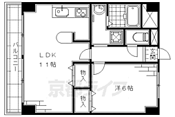 パストラーレ城南 1LDKの間取図画像
