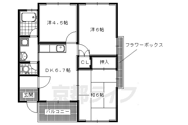 シャンブルパレス 207｜京都府木津川市木津(賃貸アパート3DK・2階・49.11㎡)の写真 その2