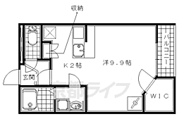 レオパレスあきつ 1階1Kの間取り