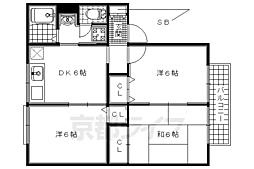 サニーヒルズ桜が丘 1階3DKの間取り